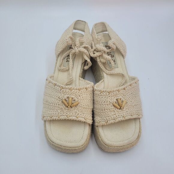 Mudd Women's Y2K Platform Espadrille Sandals Cream Approximate Size 10 Beachy - Picture 3 of 13